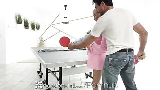 Confident teen Kiara loses ping-pong bet, gets intimate on camera