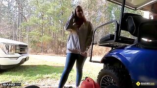 Lucky mechanic fucked a busty blonde babe, Bailey Brooke, on the roadside
