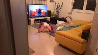 A stepbrother got his cock sucked by a horny stepsister, who loves to watch porn