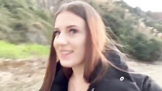 Girl was fucking with boy on the beach and their friends spotted them