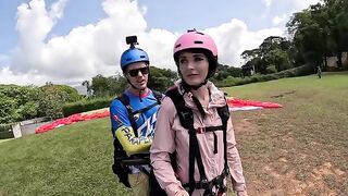 Squirt and paraglide in the sky like a crazy girl
