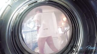 A girl searched for panties in the washing machine and had sex with her boyfriend