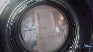 A girl searched for panties in the washing machine and had sex with her boyfriend