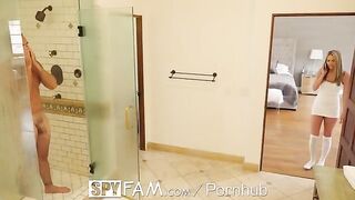 Athena Faris sneaks into the shower with her stepdad, getting wild