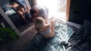 In front of the mirror - so turns on! (Exclusive amateur couple sex)