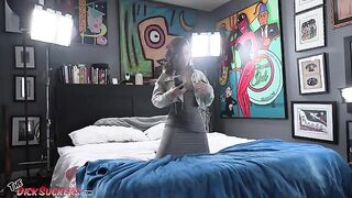 Beautiful brunette Dharma Jones' huge cock sucking talent in Your Lucky Night POV