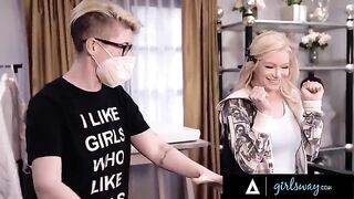 Scissoring with a passion: Asian beauty Ember Snow and her hot blonde friend