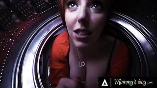 A hot stepmom Lauren Phillips gets stuck in the washing machine