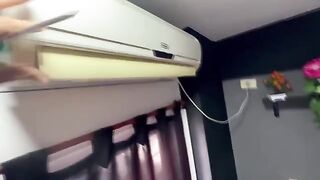 A woman has sex with the man who installed her air conditioner