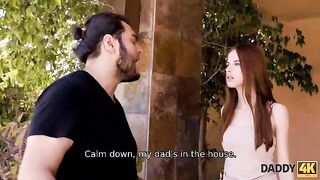 The girl seduces the boyfriend’s dad, tired of his egoism