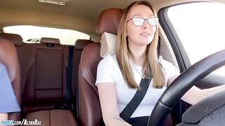 The stepson fucks his beautiful stepmom in the car after driving lessons