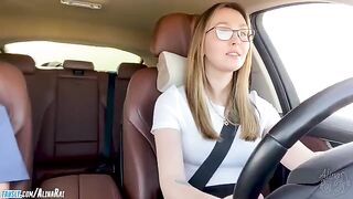 The stepson fucks his beautiful stepmom in the car after driving lessons
