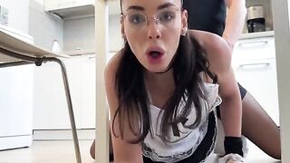 A cleaning lady got horny while tidying up and played a daring game