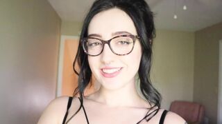 The girl is reading a funny book and she's not allowed to cum