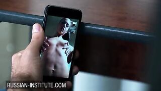 The hot girl made a video call to her boyfriend and began to masturbate