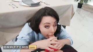 Cock sucking slut Whitney Wright fucks under restaurant table