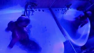 Blonde toying herself in the bathroom with toy