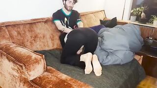 A couple has real, great sex under the blanket together
