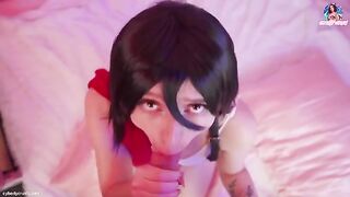 Mikasa Ackerman gets her pussy smashed by a huge cock in this hot cosplay scene