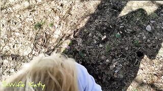 A cute girl took a walk and got cum on her juicy ass