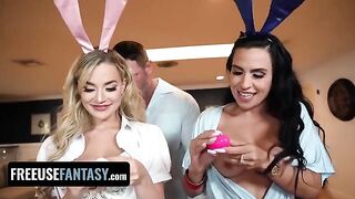 Two bunnies, Blake and Sandy, get fucked hard in a holiday prep scene
