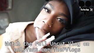 Hot ebony chick gave me a deepthroat blowjob in the car, I couldn’t resist