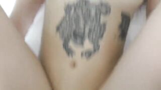 A girl with a sexy, curvy figure and striking features seduces a stranger in her room