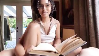 The bookworm little stepsister tries sex with her stepdad