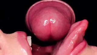 Close-up blowjob ASMR with hot cock sucking action
