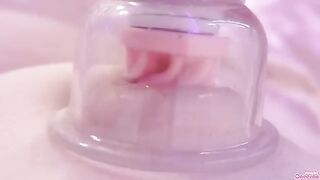 4 times cum, nipples and clit erect by sucking toy