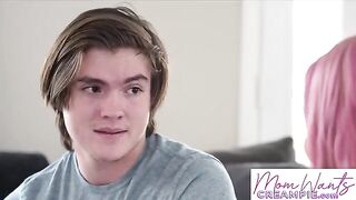 The guy does not give the girlfriend time to relax, distracting her with sex