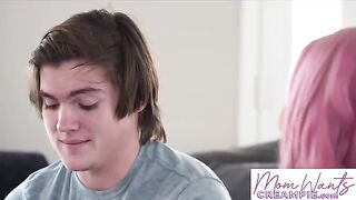 The guy does not give the girlfriend time to relax, distracting her with sex
