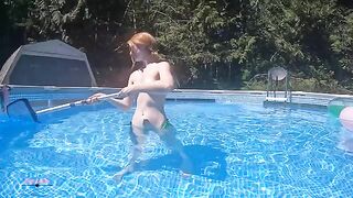 A short video showing a redhead's failed attempt at outdoor nudity