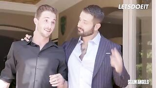 Two hot MILFs are sucking and fucking a young football player