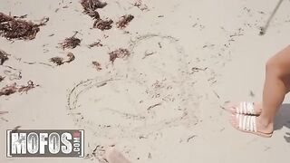 Petite Asian teen Vina Sky gets banged on the beach with a big cock