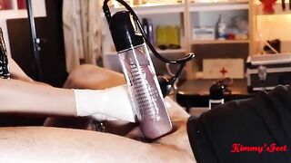 The dick gets pumped and the cum is released in a burst