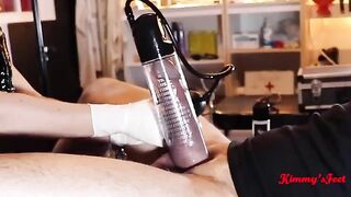 The dick gets pumped and the cum is released in a burst