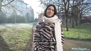 A beautiful brunette, a biology student, meets a stranger and gets intimate