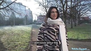 A beautiful brunette, a biology student, meets a stranger and gets intimate