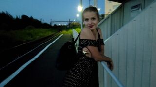 The puzzled baby waited for the train and got a cock and creampie in public