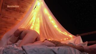 A couple has romantic sex right on nature with a happy ending