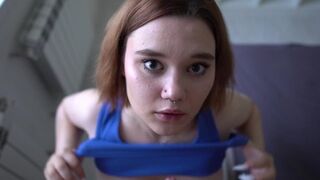 A juicy slut with slobber spitting all over while doing the blowjob