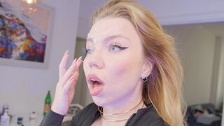 A cute girl shows her tiny pussy, making a guy cum three times and on her face