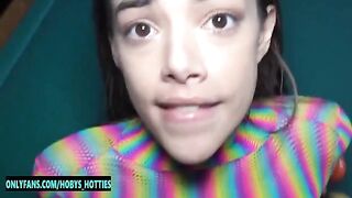 Petite slut Harmony Wonder gets her throat gagged and pussy smashed hard