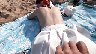 Public sex of a young couple on the nude beach