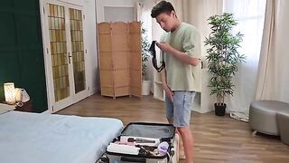 I caught my foreign friend jerking off in my panties, and things got steamy!