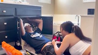 Asian woman paid for repair with her pussy, getting fucked hard by the handyman