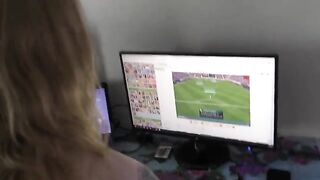 The hot teen gets fucked at home while playing video games