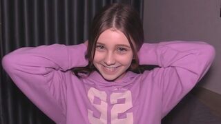 The narrow pussy of a cute teen gets stretched hard