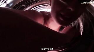 Pervert stepbrother took advantage of girl stuck in washing machine